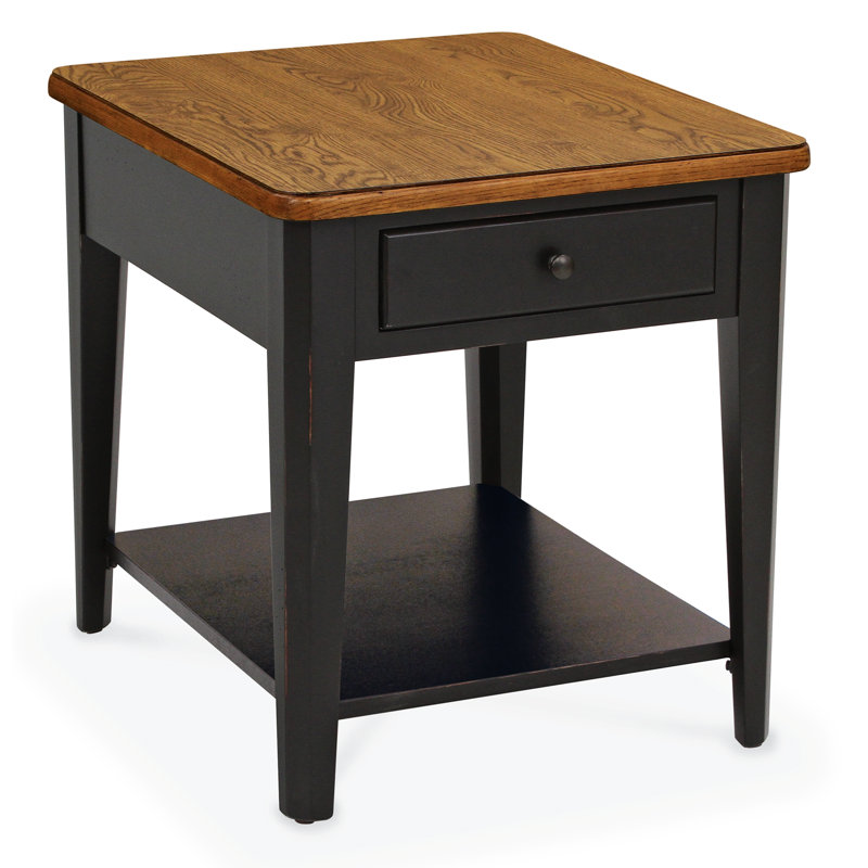 Maxstadt End Table with Storage, Black, Walnut