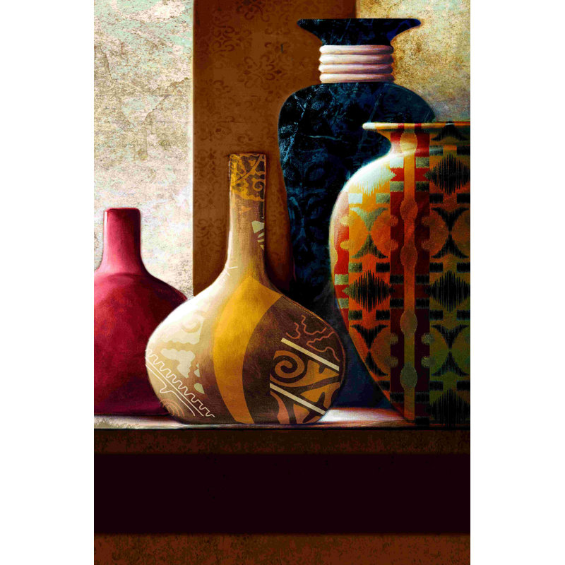 Ikat Pots 2 - Impression sur toile tendue, H 18 po x l 12 po