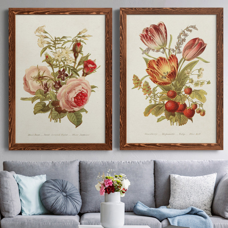 Antique Floral Bouquet III, toile encadrée de qualité supérieure - prête à être accrochée, H 31,5 po x l 47 po x P 1,5 po