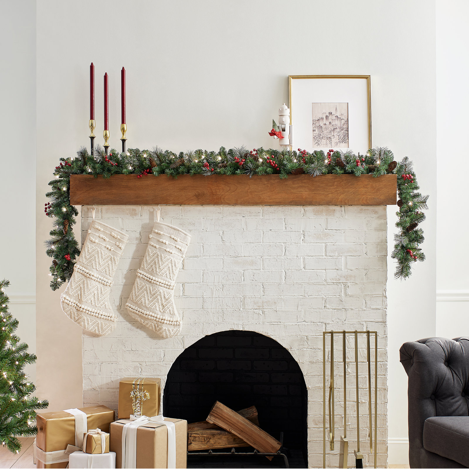 National Tree Company Crestwood 10" Pre-Lit Garland