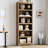 Farmhouse Bookcase with Adjustable Shelves, Floor Standing Open Display Storage Rack, Anti-Slip Design-522821313-522821314