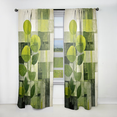 Faye Green Eco Friendly Plants Symphony IV - Botanicals Curtain - Velvet Room Darkening - 1 panel