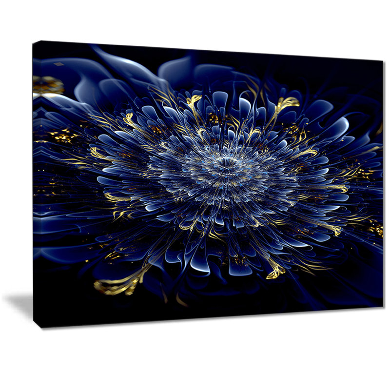 « blue fractal fleur », reproduction d’impression sur toile, H 20 po x l 20 po x P 1 po