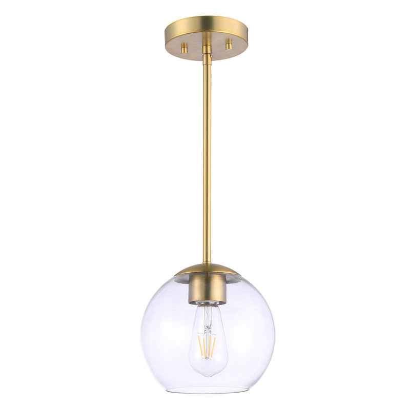 Everly Quinn Auresa Soft Brass With Clear Pendant Light