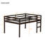 Lit mezzanine double en bois d'hévéa avec échelle, espresso