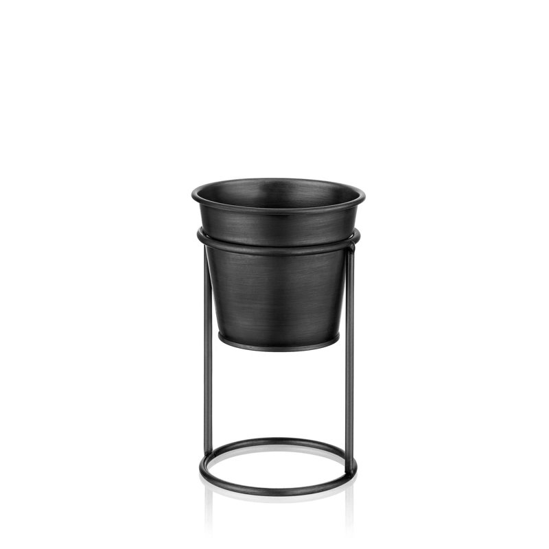 Pot à fleurs 100% métal Dauntsey, Noir, H 8 po x l 5 po x P 5 po