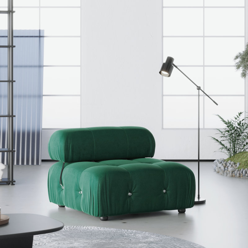 Fauteuil de chambre 34,55 po Cylar, Velours vert