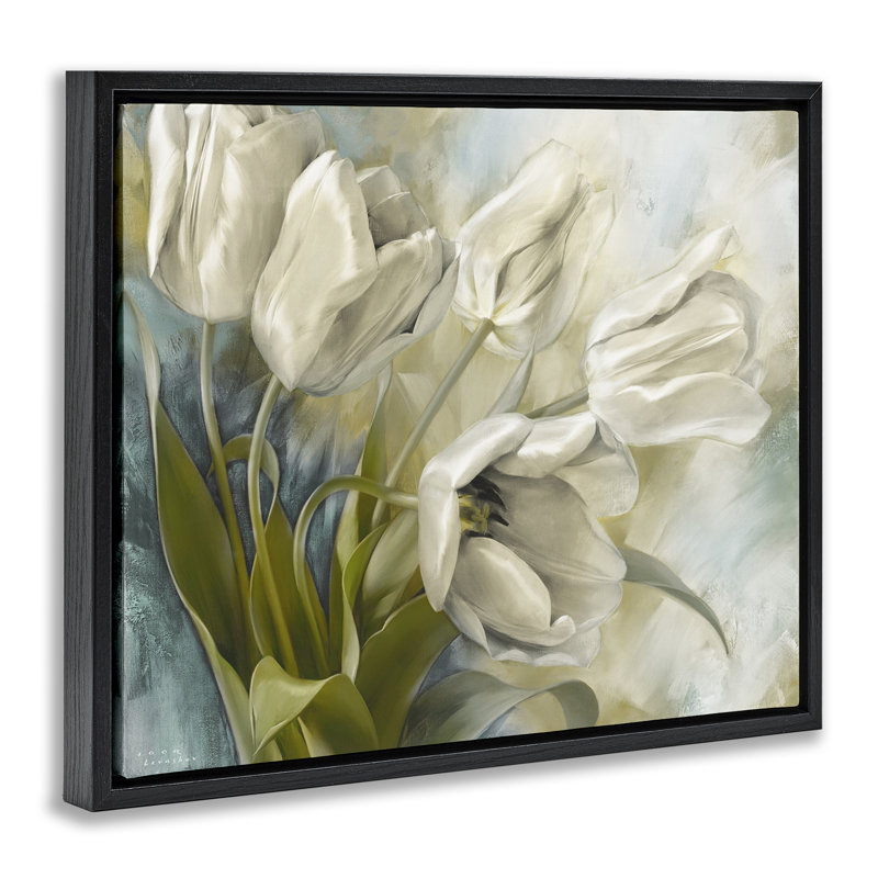  "Wild Tulips Close Up", art mural encadré flottant par Iorg Levashov, H 17 po x l 21 po, Cadre flottant noir de jais