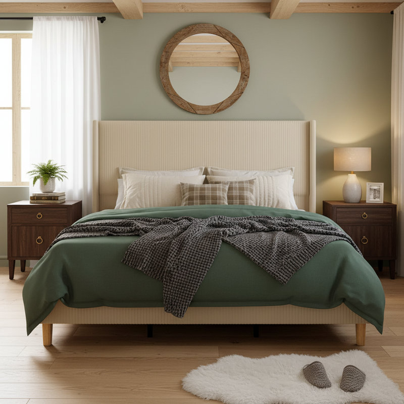 Structure de lit tapissier Corduroy, Grand lit