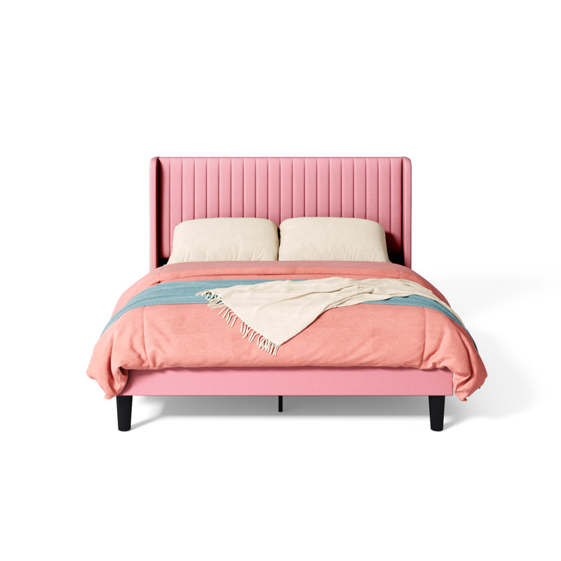 Airlia Upholstered Unfinished Platform Bed, Black, Queen