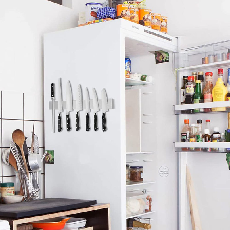 Ruban à couteaux double face 17 po, porte-couteaux magnétique en acier inoxydable SUS304 de qualité supérieure pour réfrigérateur et mur, peut être utilisé comme porte-couteaux, porte-outils, et plus encore