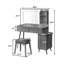 Meuble-lavabo moderne avec lumières DEL et miroir, ensemble de coiffeuse 4 tiroirs avec tabouret, luminosité à intensité variable de 3 couleurs, peu encombrant pour la chambre à coucher-750418477