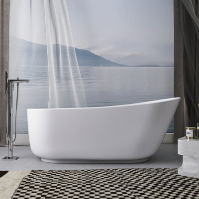 32" x 67" Freestanding Soaking Solid Surface Bathtub