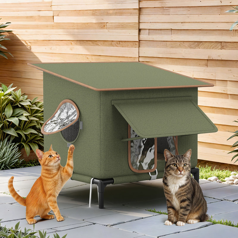 Maison de chat extérieure chauffée pour l'hiver, chat isolé et imperméable