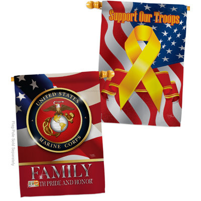 Famille american marine honore 40 x 28 po de polyester de 2 côtés. drapeau maison