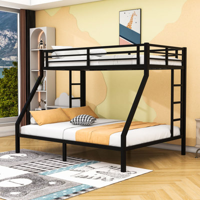 Twin XL Over Queen Heavy Duty Metal Bunk Bed With Dual Side Ladders And Noise-Free Design by Harriet Bee