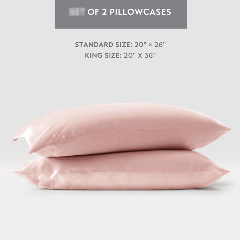 4 draps de luxe en satin simple rosé - froissé, doux pour la peau, frisottis apprivoisés, 1 drap plat, taies d'oreiller ajustées lisses et soyeuses, réduit les bris,