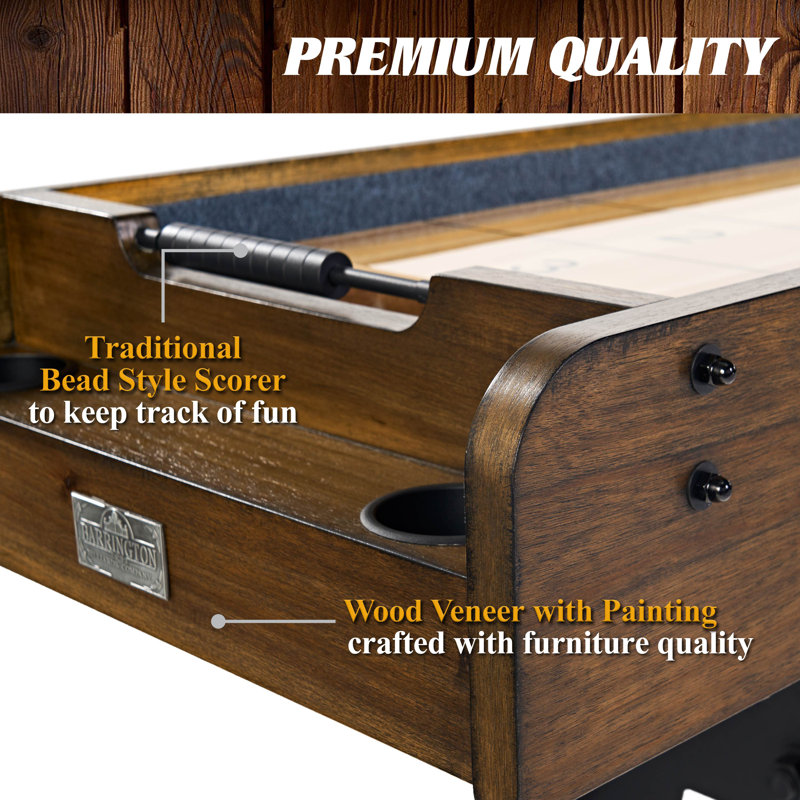Barrington Billiards 12' Coventry Shuffleboard Table With Scratch-Resistant Playfield and 8 Puck Set