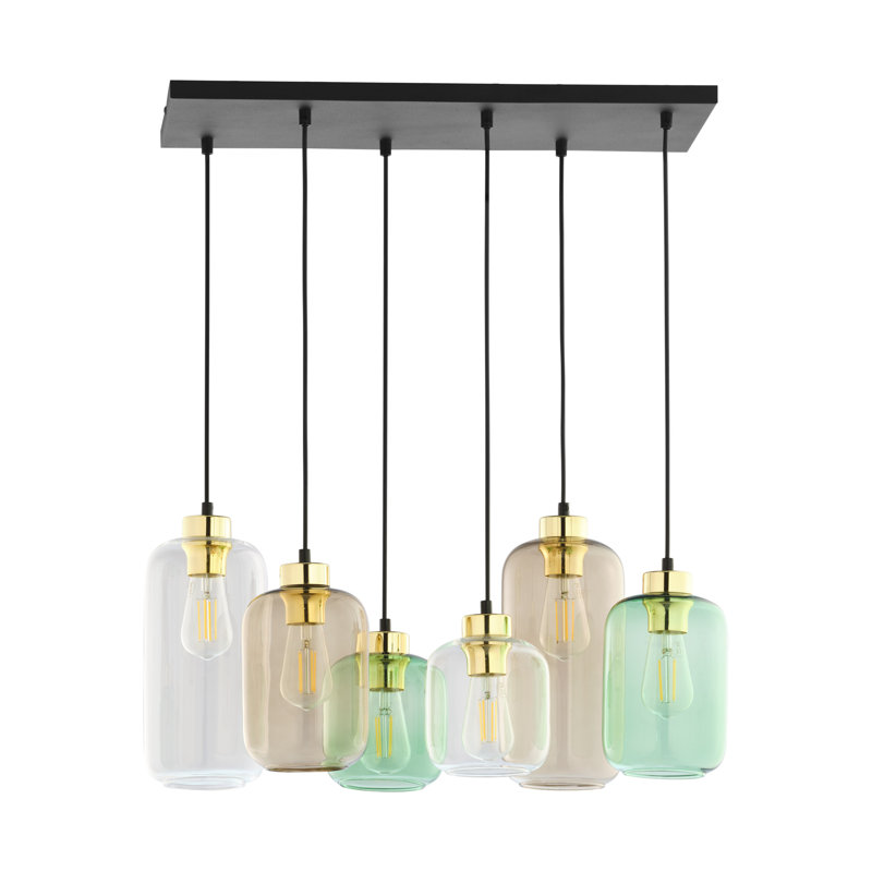 Lampa Wiszaca Bobbye targetony 6xE27, Transparent/Green