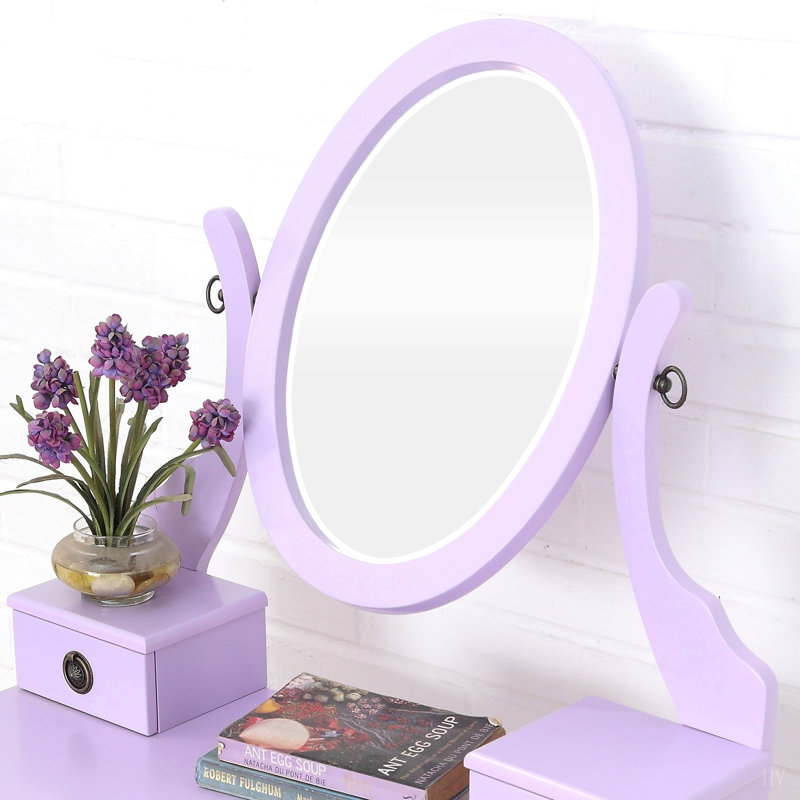 Ensemble coiffeuse et tabouret de maquillage, Mauve