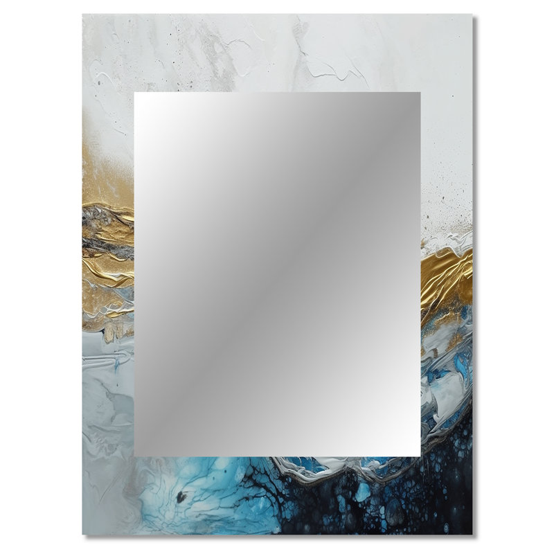 Gris doré moderne moderne abstrait IV - grand miroir mural en marbre, miroir unique moderne, impression d'art en métal
