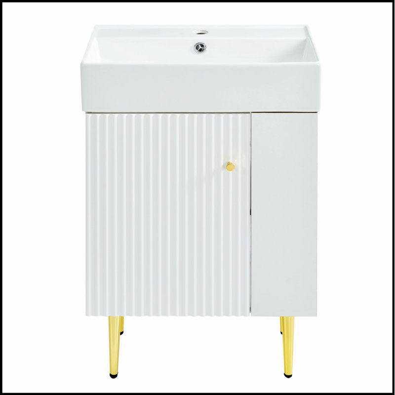 Meuble-lavabo de 21,6 po avec armoire combinée, parfait pour les espaces compacts et le rangement organisé