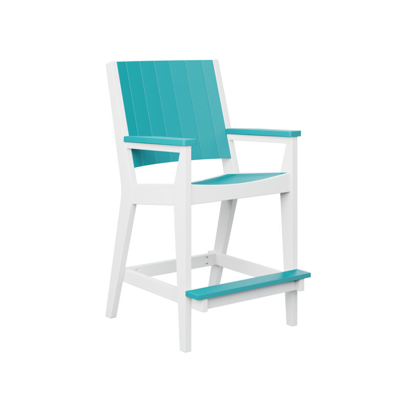Chaise de bar Anselmo, 25.5", Bleu Aruba