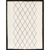 Wool Geometric Area Rug in Black/Ivory