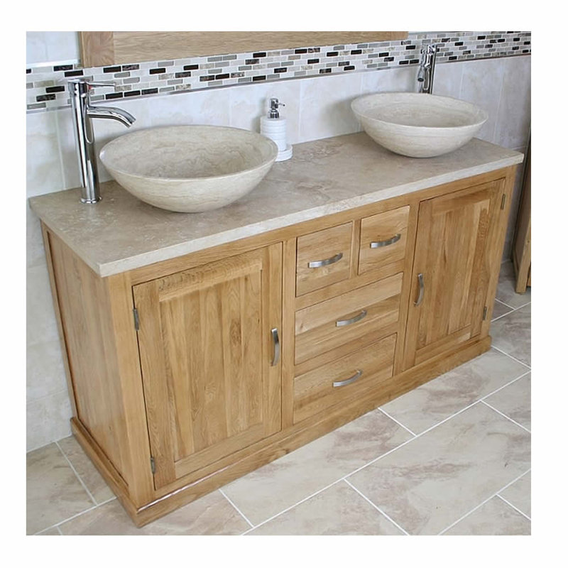 Debord 1430 mm Freestanding Double Vanity with Vessel Stone Basin