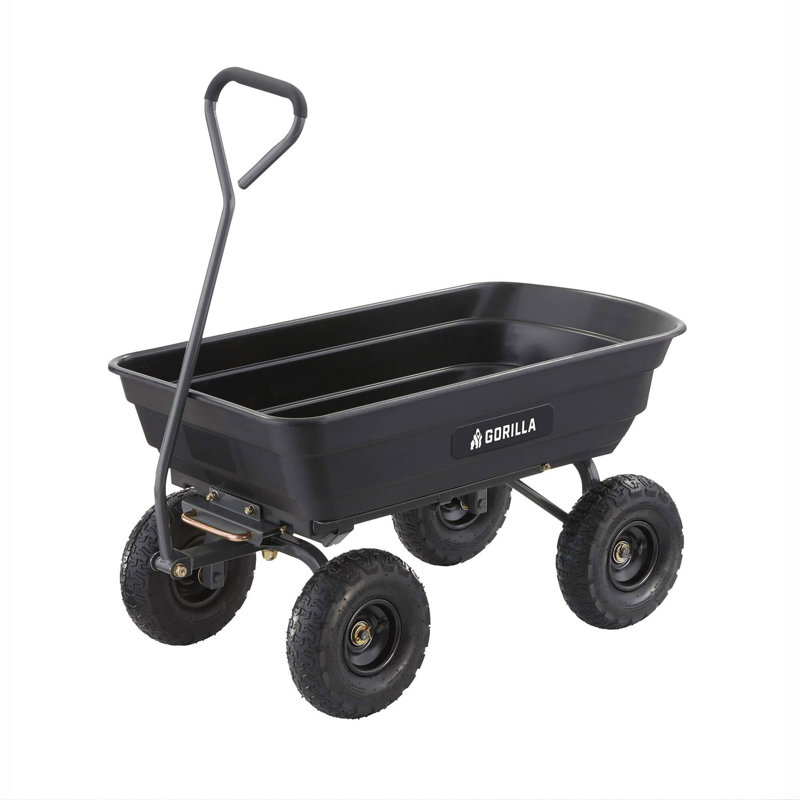 Chariot de jardin à benne basculante en poly robuste avec capacité de 600 lb