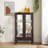 2 Doors Curio Cabinet with Tempered Glass Doors, Curio Cabinets with Mirrored Back Panel and Adjustable Shelves, Lighted Display Cabinet for Home-122642908