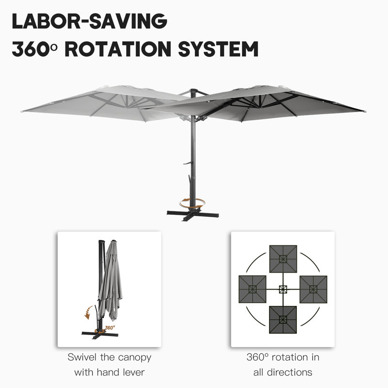 10*10ft Square Cantilever Umbrella, Grey