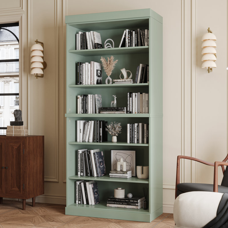 Palace Imports 100% Solid Wood 6-Shelf Bookcase, Adjustable Shelves, 32" Wide, 71.5" Tall, Sage