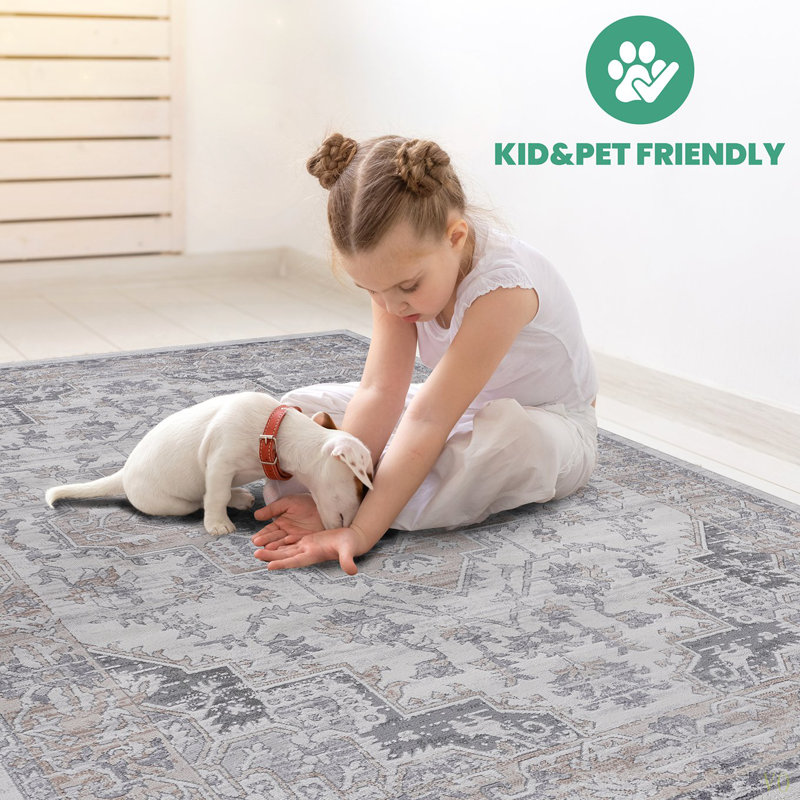 8X10 Oriental Area Rug Stain Resistant, Non-Shedding, Friendly For Living Room, Bedroom, Dining Room And High-Traffic Areas