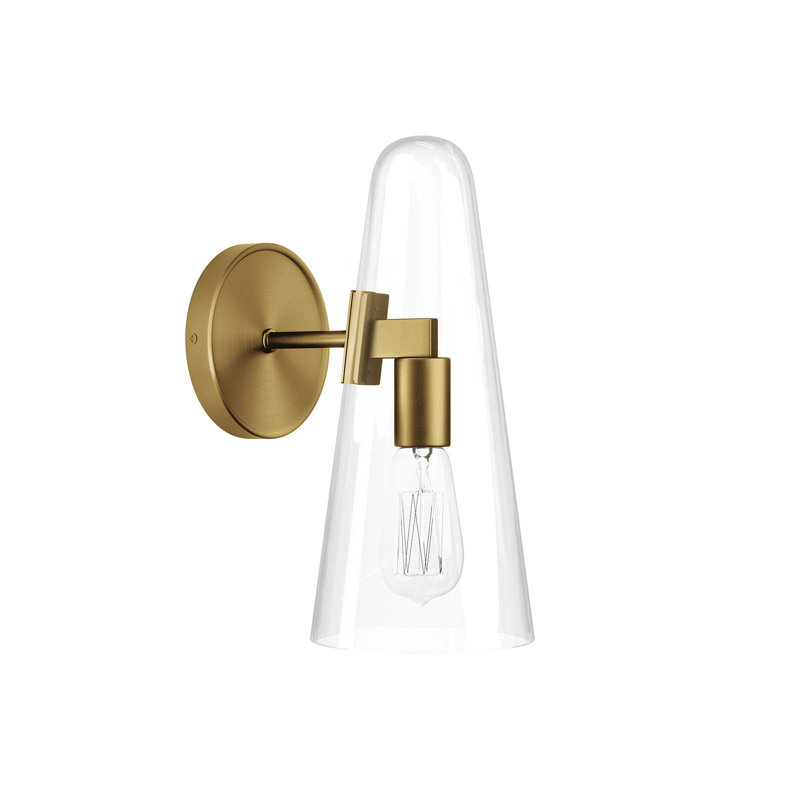 Modway Beacon 1-Light Wall Sconce, Satin Brass, Clear