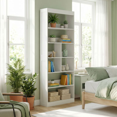 HOMCOM Bookcase 6-Tier Bookshelf with 4 Cubes 68 x 24 x 180 cm Tall
