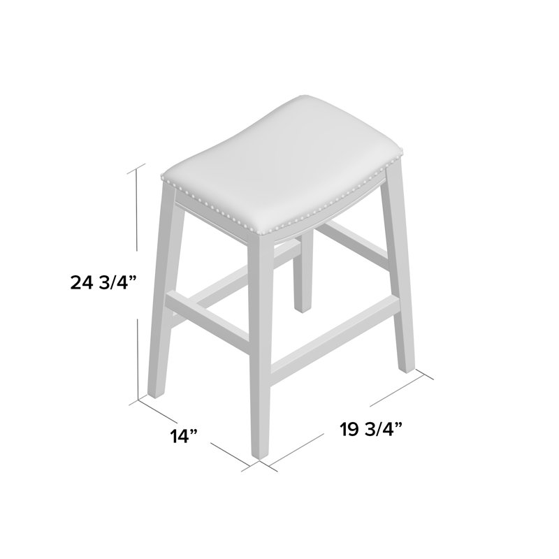 Tabouret de bar et de comptoir Clewiston, Beige, Tabouret de comptoir (assise de 24,75 po de hauteu, Blanc antique
