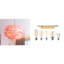 Lustre suspendu moderne et glamour à 3 lumières avec abat-jour en plumes d'oie superposées et hauteur de suspension réglable, rose-346871010
