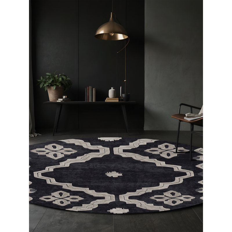 Tapis mauve soyeux et moelleux, Rond 3 pi