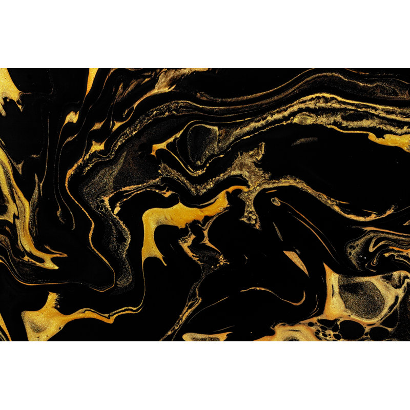 Black And Gold Marble - No Frame Print, 51cm H x 76cm W x 3.8cm D