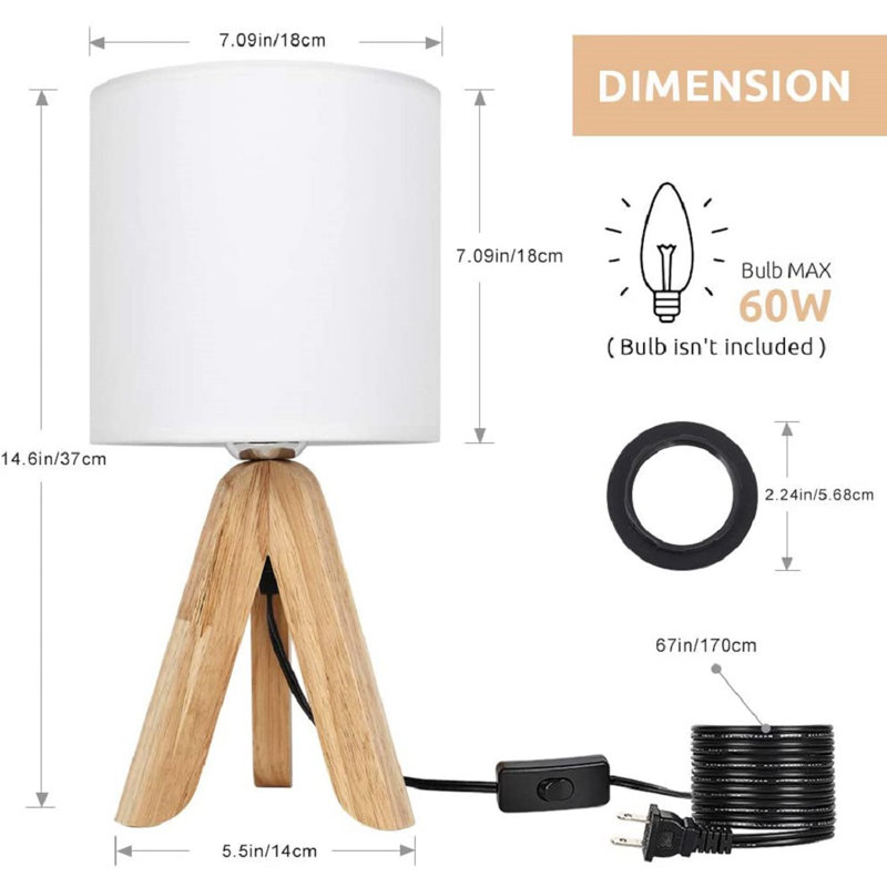 Lampe de table brune 14,6 po Seren, Blanc