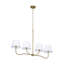 4-Light 37"W Brass Burlap Liner Shaded Pendant For Dinning Room