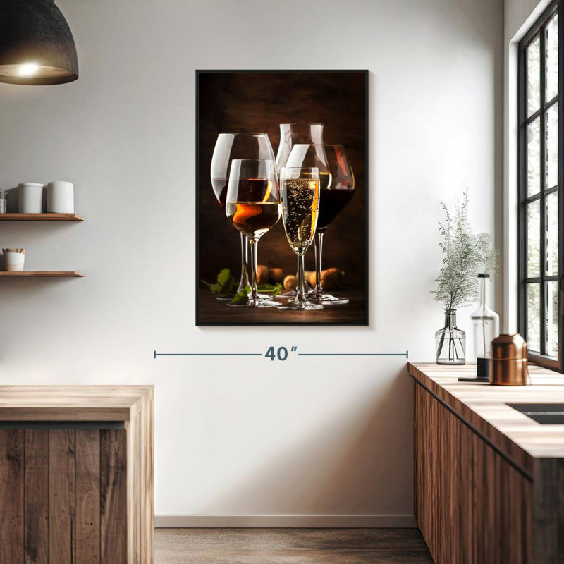 Variété de vin, Cadre flottant noir, 27 po x 40 po