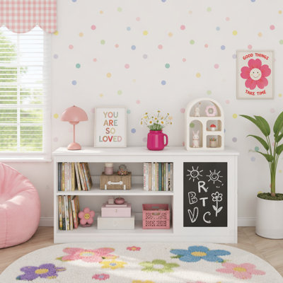 Bibliothèque 3 en 1 pour enfants et armoire de rangement pour jouets avec tableau noir