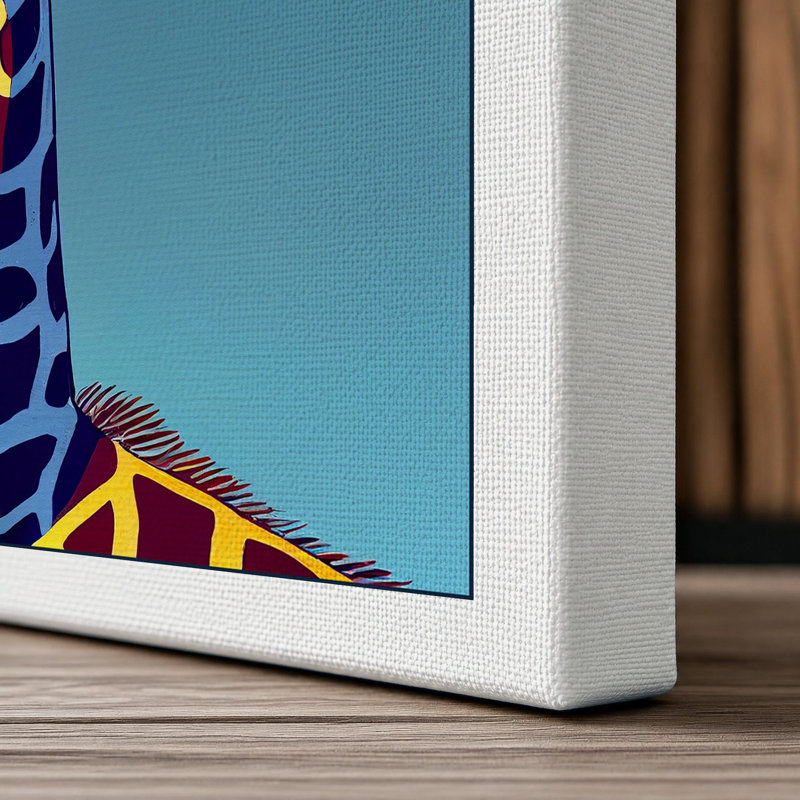 Giraffe Head Modern 1 Piece Wrapped Canvas Wall Art, 30x20 - 76.2 x 50.8 cm, White Border