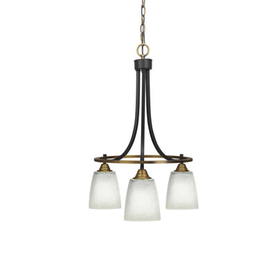 Paramount 3 Light Downlight Chandelier Shown With 4.5" Square White Muslin Glass