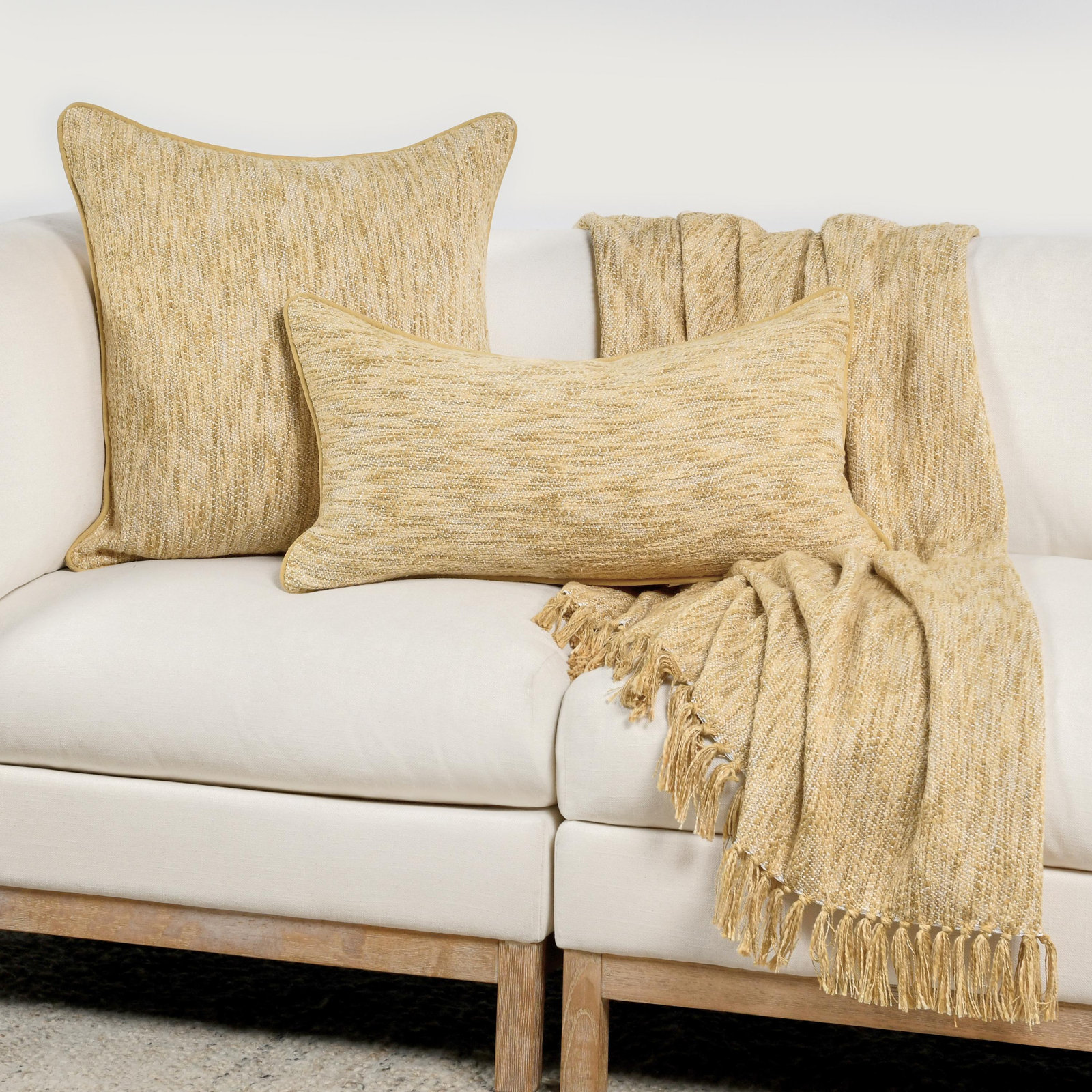 Sharma Hand Woven Throw Blanket, Yellow
