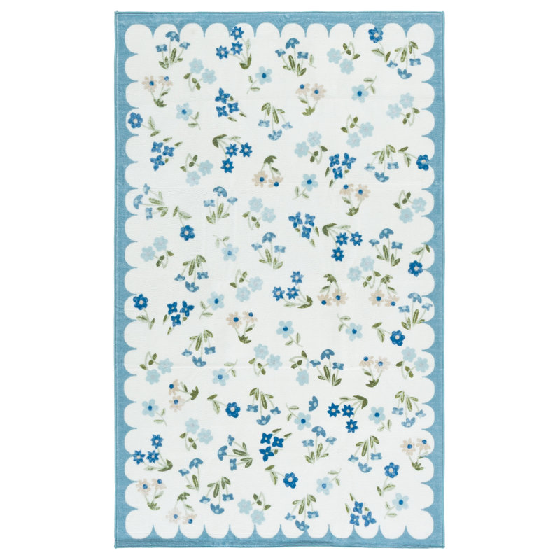 Tapis floral lavable à la machine à hauteur de performance de 200 cms MSRW, Rectangulaire 3 pi x 5 pi