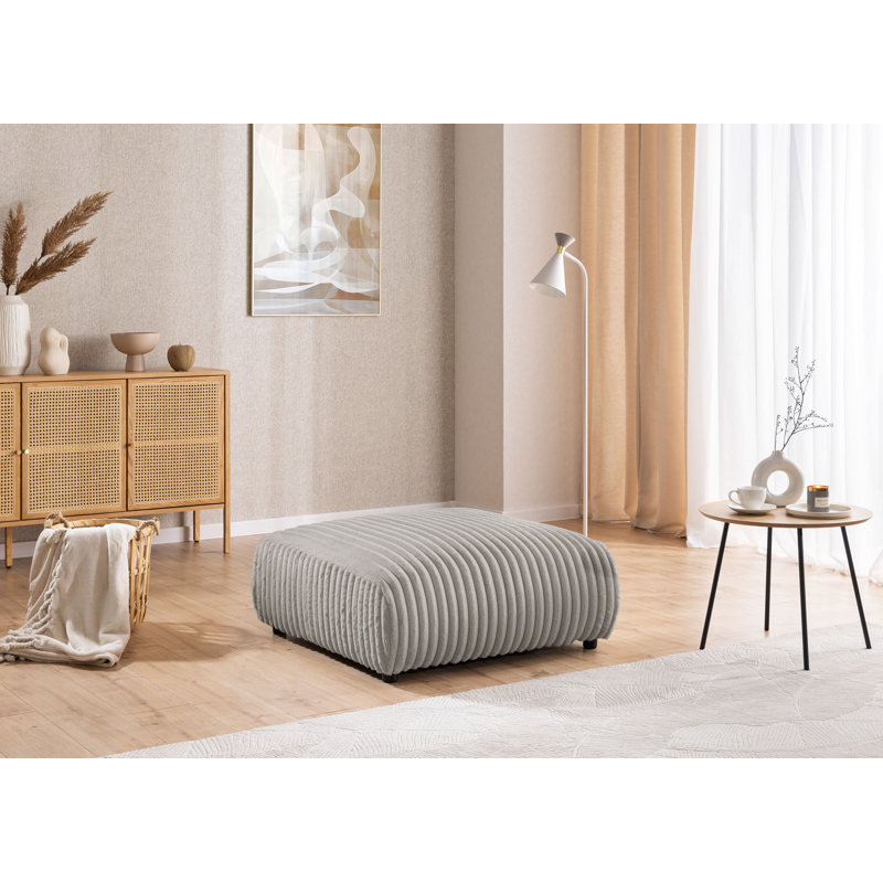 Mollis 88cm Wide Square No Pattern Pouf Ottoman, Light Grey