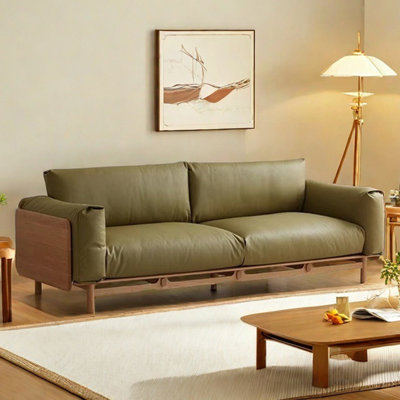 Modern light luxury solid wood straight row sofa